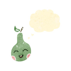 retro cartoon pear with thought bubble
