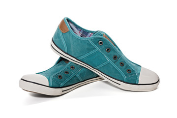 Pair of green canvas sneakers