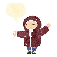 retro cartoon person in winter coat