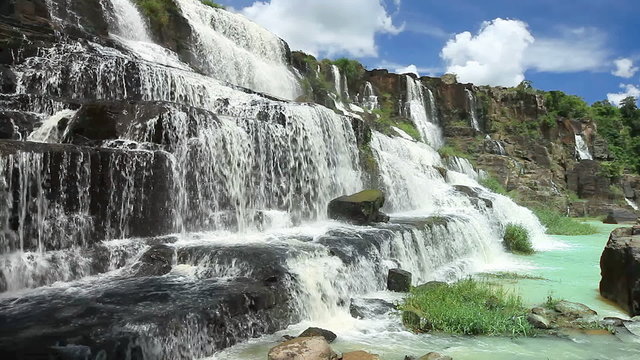 Beautiful Pongour waterfall in Vietnam at sunny day
