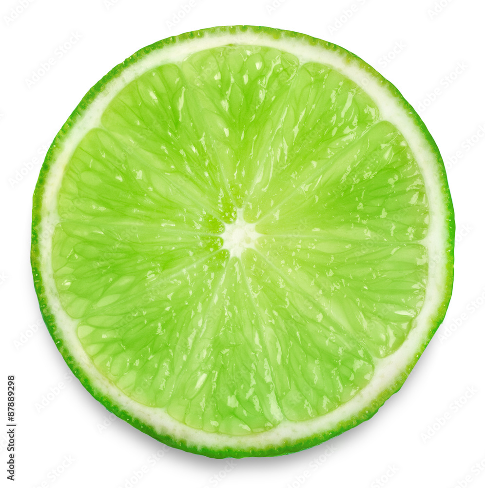 Wall mural lime slice isolated on white background