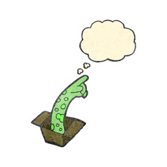 retro cartoon spooky hand in box