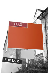 A SOLD Estate Agent Sign with a Blank centre to add own copy