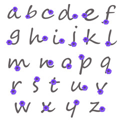 alphabet with purple flowers