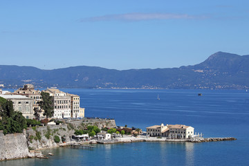 Fototapeta na wymiar Corfu town and sea landscape Greece