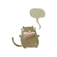 retro cartoon fat cat with speech bubble