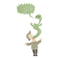 retro cartoon ghost escaping man