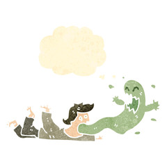 retro cartoon man possessed by ghost