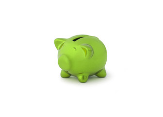 close up of a green piggy bank