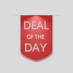 Deal of the day vertical ribbon bookmark tag element for sales promotion. stock vector