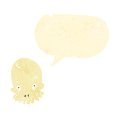 retro cartoon skull with speech bubble