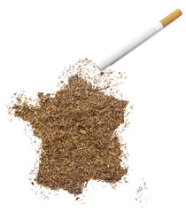 Tobacco shaped as France and a cigarette.(series)