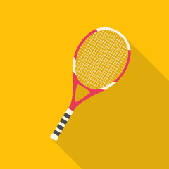 Tennis racket flat design with long shadow