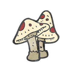 retro cartoon poisonous mushroom