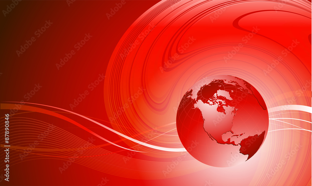 Aufkleber Abstract waves with globe. Vector design eps 10