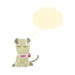 retro cartoon sitting dog with thought bubble