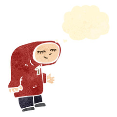 retro cartoon teen in hooded sweatshirt