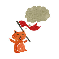 retro cartoon funny ginger cat with thougth bubble