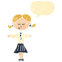 retro cartoon school girl