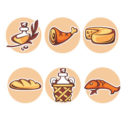 Italian menu, vector collection of food and beverages symbols