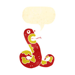retro cartoon snake with speech bubble