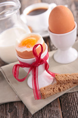 breakfast with egg,coffee and milk