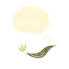 retro cartoon bird with thought bubble