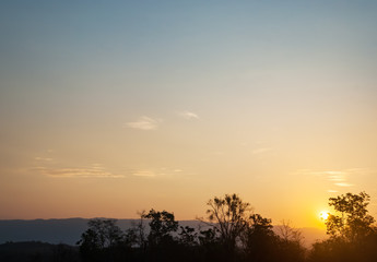 Silhouette Sunset over the Mountains