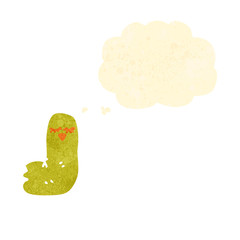 retro cartoon bird with thought bubble