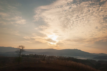 Silhouette Sunset over the Mountains
