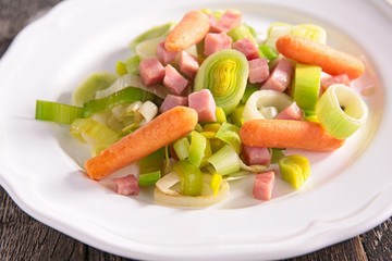carrot,leek and bacon