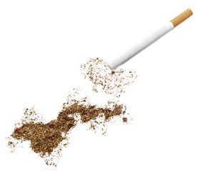 Tobacco shaped as American Samoa and a cigarette.(series)