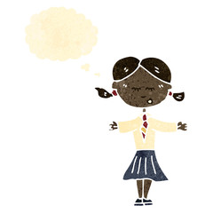retro cartoon school girl