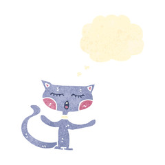 retro cartoon cat with thought bubble