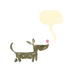 retro cartoon little dog with speech bubble