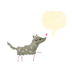 retro cartoon little dog with speech bubble