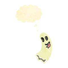 retro cartoon ghost with thought bubble