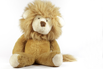 Stuffed lion on white background