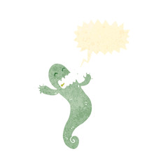 retro cartoon shrieking ghost