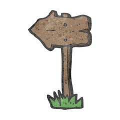 retro cartoon pointing sign post