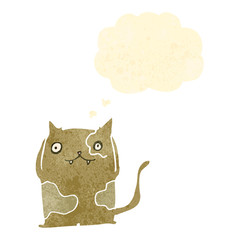 retro cartoon cat with thought bubble