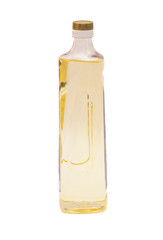 Olive oil in a plastic bottle isolated on white
