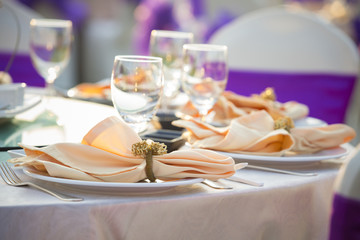 gorgeous wedding chair and table setting for fine dining at outd