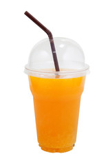 Orange juice in plastic clear cup