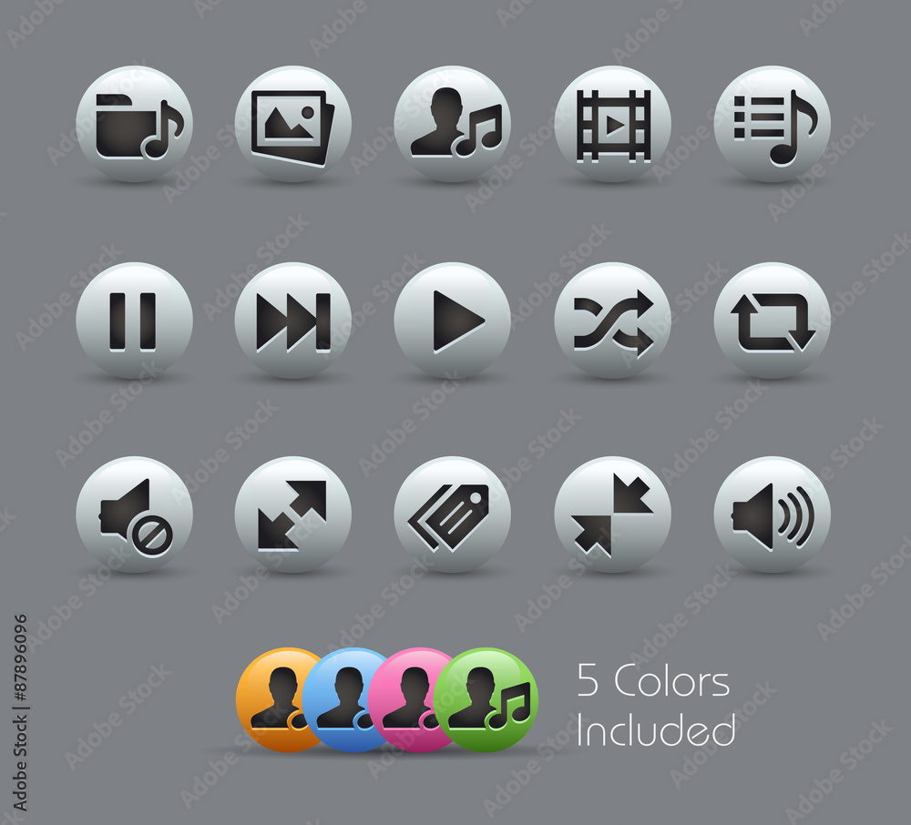 Canvas Prints media player icons -- pearly series