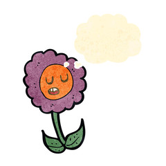 retro cartoon flower with thought bubble