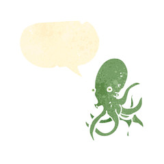 retro cartoon octopus with spech bubble