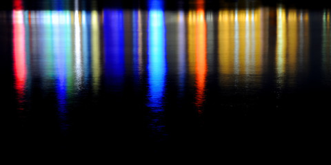 Colorful lighting reflection in water