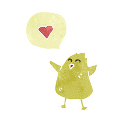 retro cartoon chick with heart