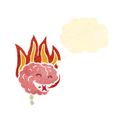 retro cartoon red hot brain